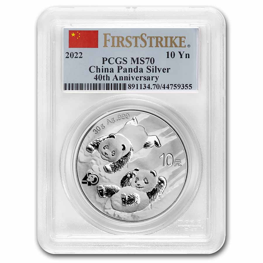 2022 China Silver Panda MS-70 PCGS (FS, 40th Anniv. Flag Label)