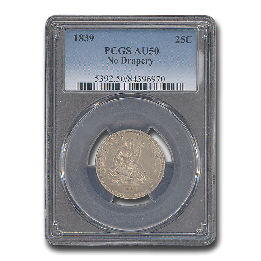 Buy 1839 Liberty Seated Quarter AU-50 PCGS (No Drapery)