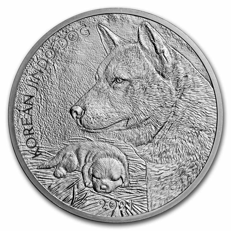 2021 South Korea 1 oz Silver Jindo Dog BU - Click Image to Close