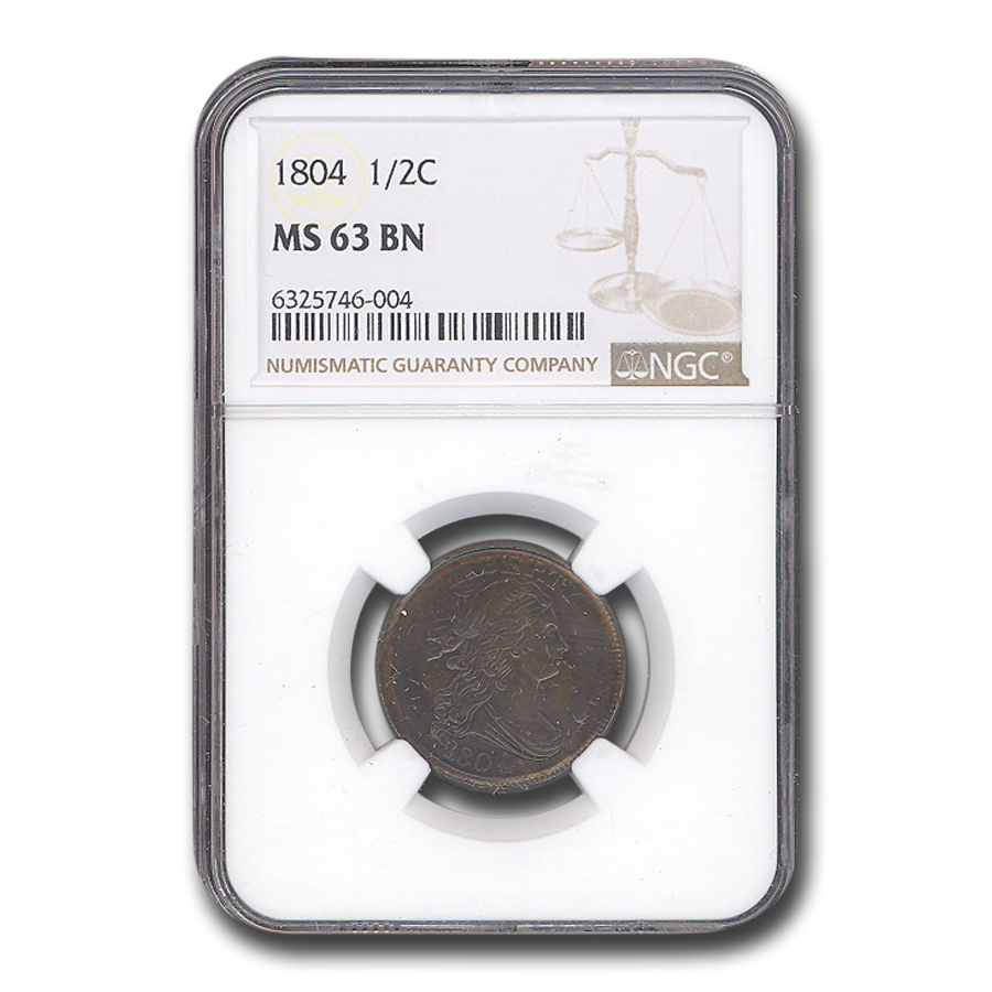 Buy 1804 Half Cent MS-63 NGC (Brown)