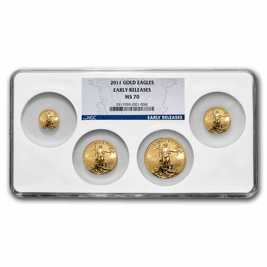 Buy 2011 4-Coin Gold Eagle Set MS-70 NGC (ER, Single Slab Holder)