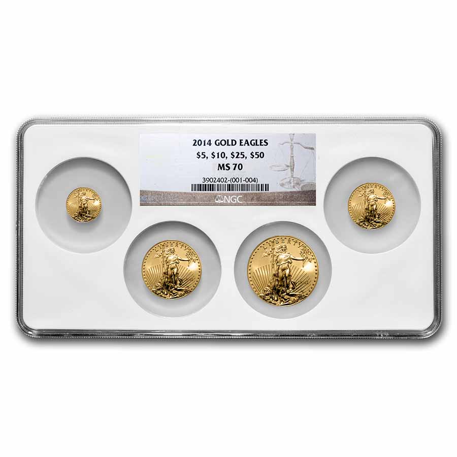 Buy 2014 4-Coin Gold Eagle Set MS-70 NGC (Single Slab Holder)