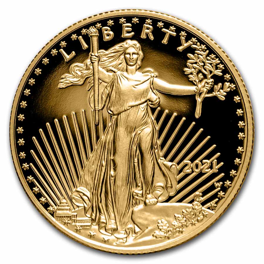 2021-W 1/2 oz Proof American Gold Eagle (Type 1) (w/Box & COA) - Click Image to Close