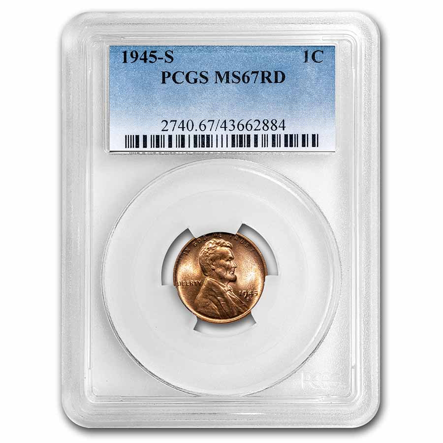 1945-S Lincoln Cent MS-67 PCGS (Red)