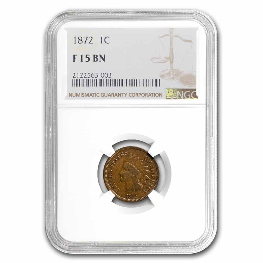 1872 Indian Head Cent Fine-15 NGC