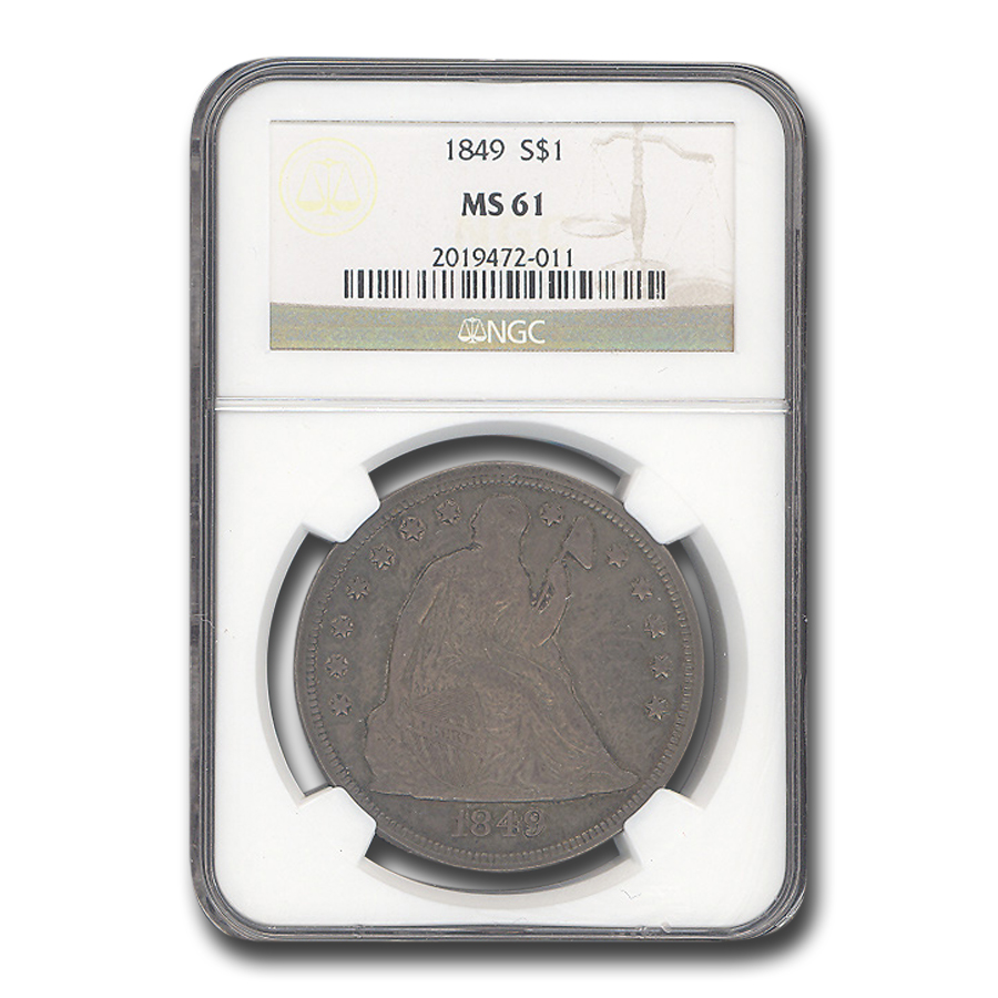 Buy 1849 Liberty Seated Dollar MS-61 NGC - Click Image to Close