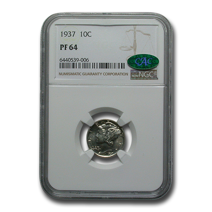 Buy 1937 Mercury Dime PF-64 NGC CAC