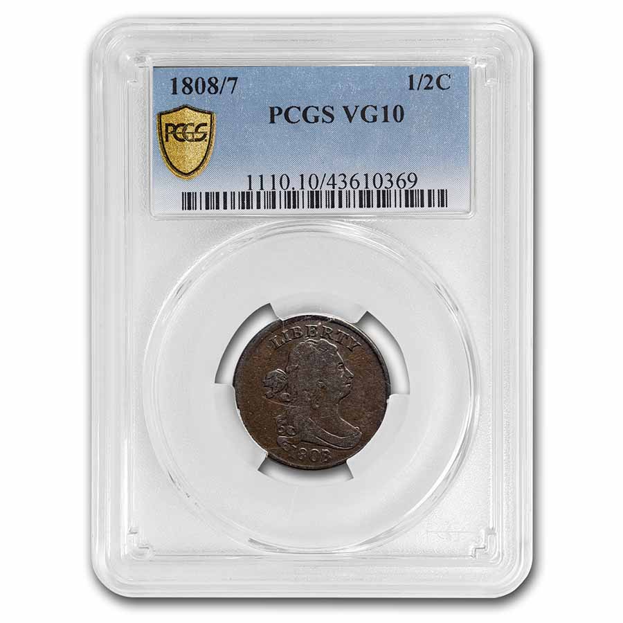 1808/7 Draped Bust Half Cent VG-10 PCGS