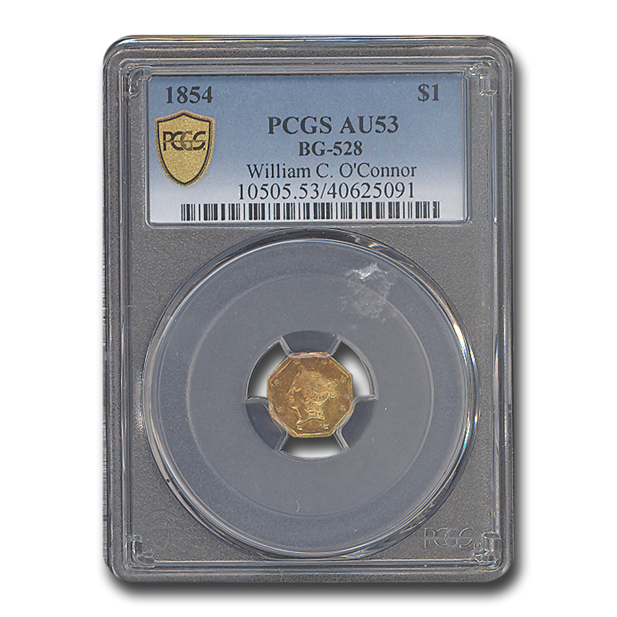 Buy 1854 Liberty Octagonal One Dollar Gold AU-53 PCGS (BG-528)