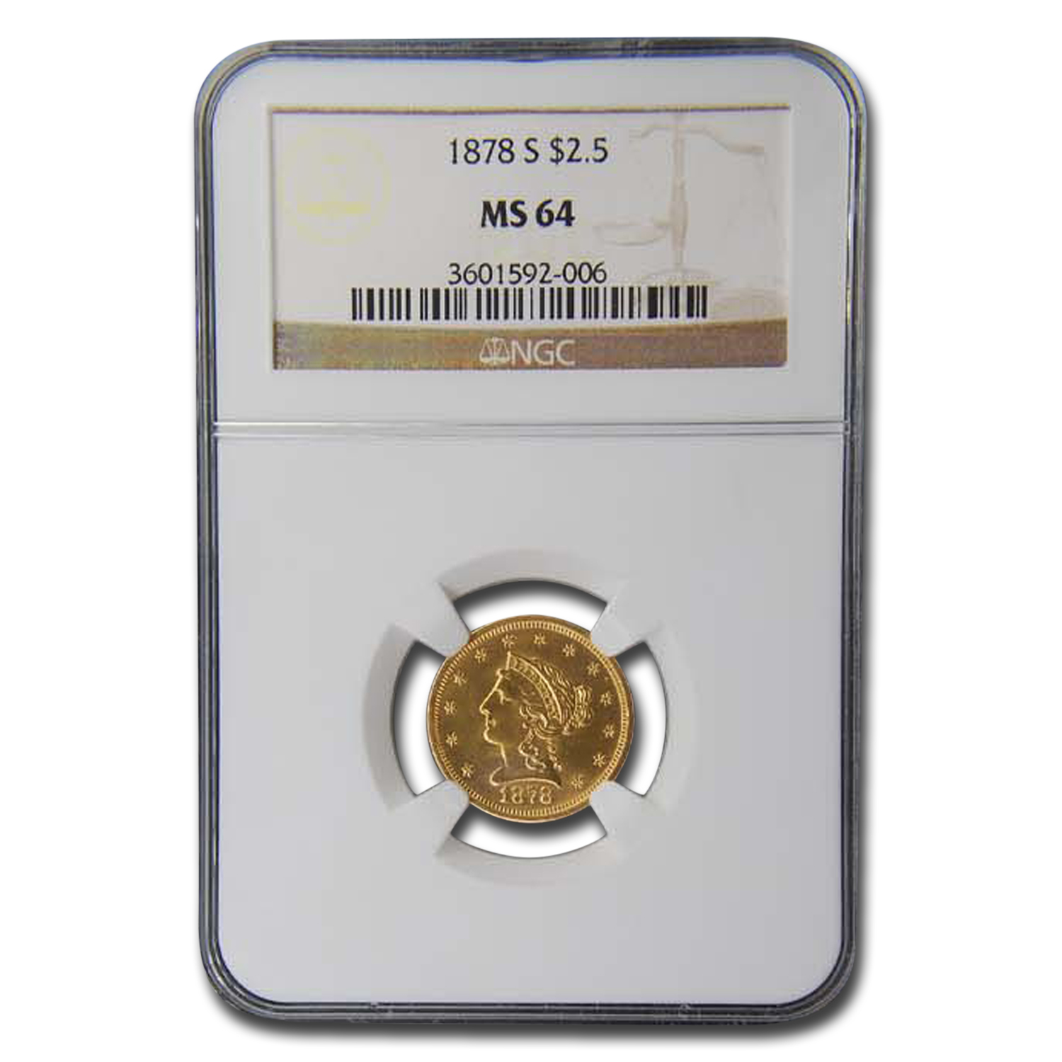 Buy 1878-S $2.50 Liberty Gold Quarter Eagle MS-64 NGC