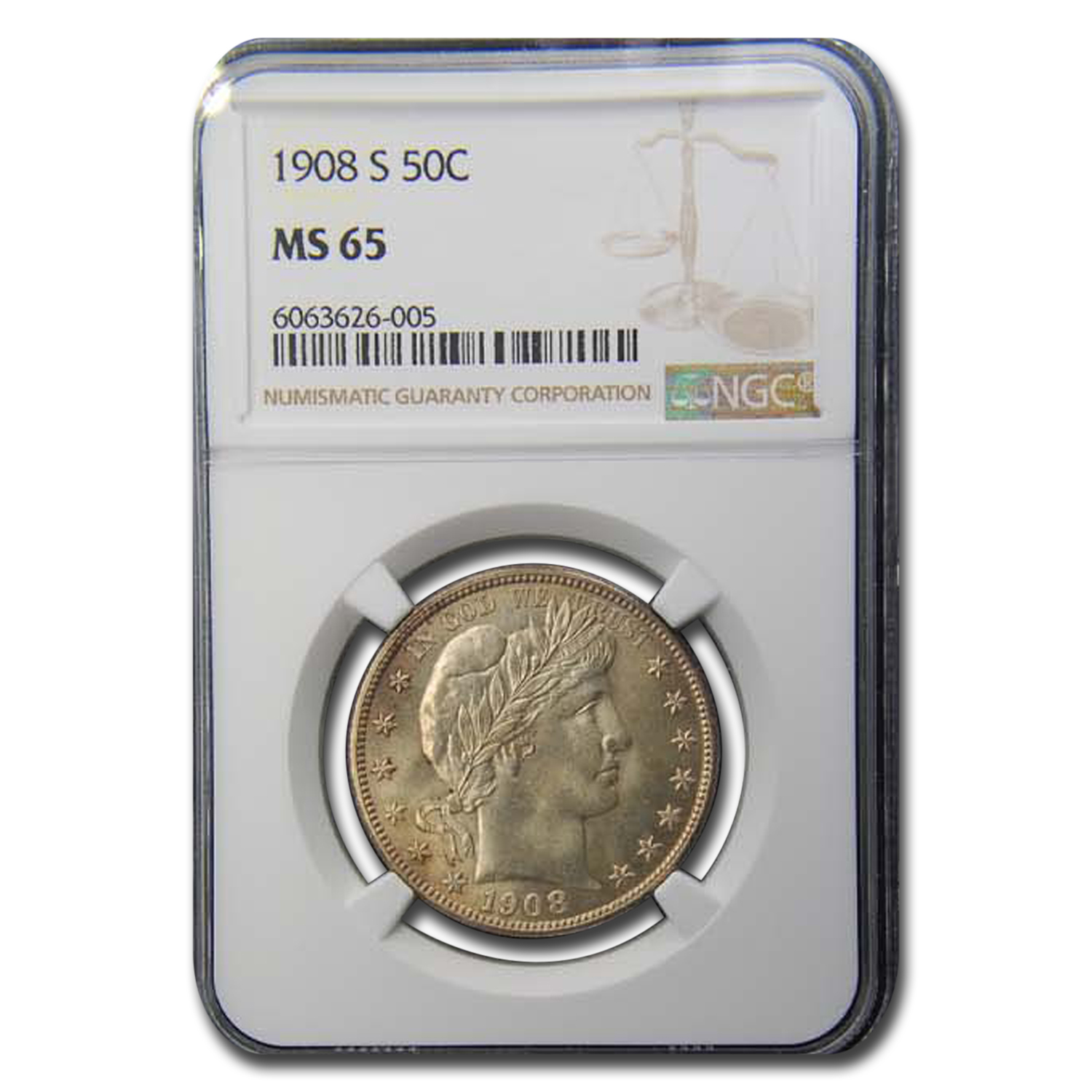 Buy 1908-S Barber Half Dollar MS-65 NGC - Click Image to Close