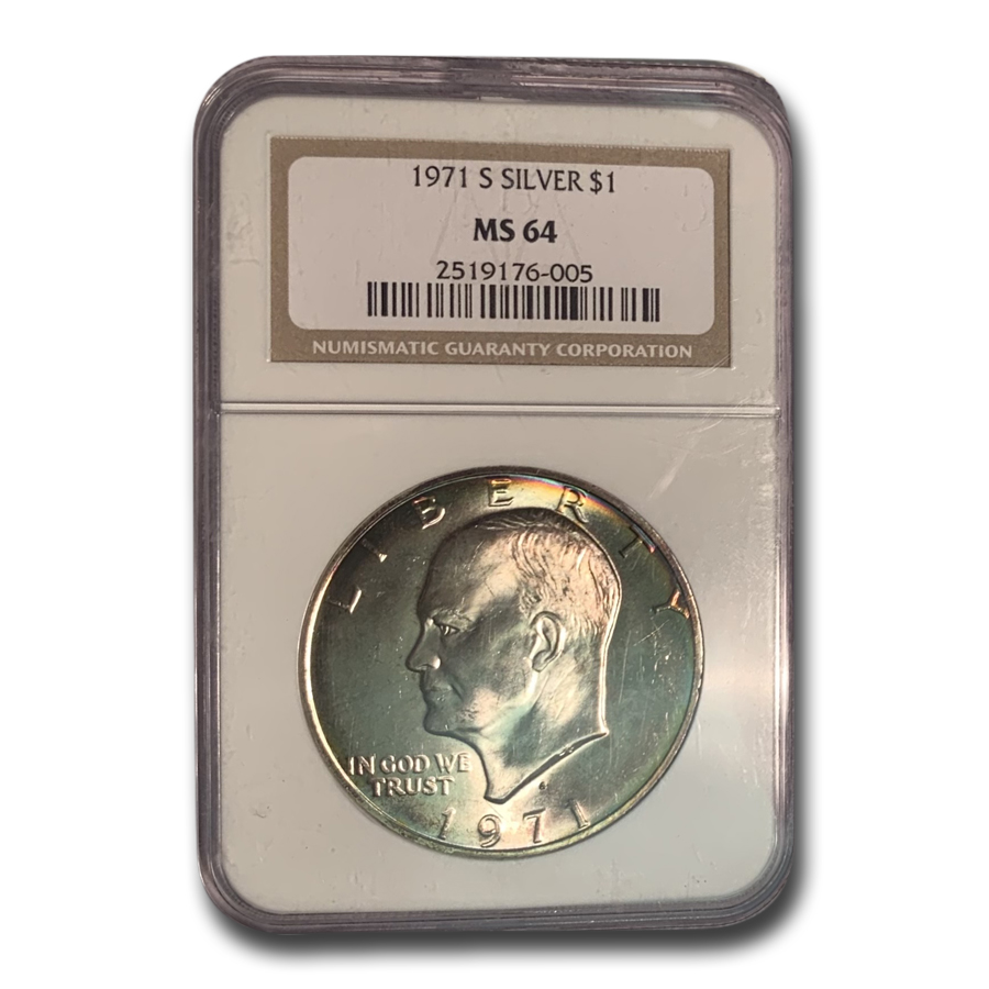 Buy 1971-S Silver Eisenhower Dollar MS-64 NGC (Beautiful Toning)