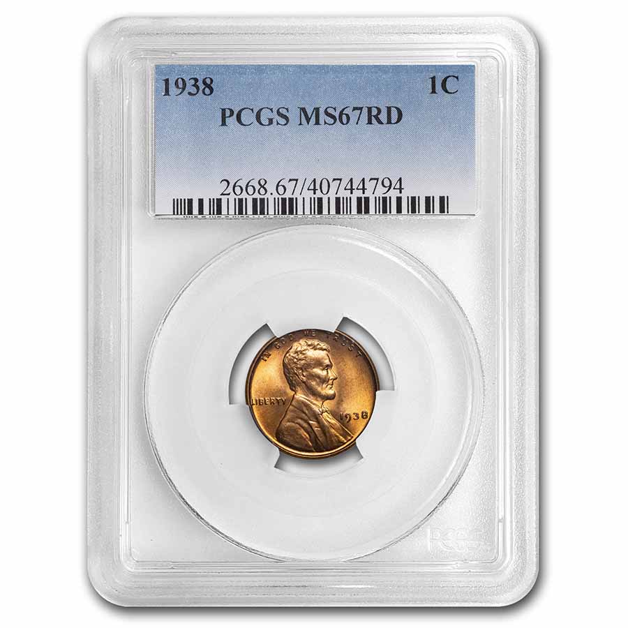 1938 Lincoln Cent MS-67 PCGS (Red)