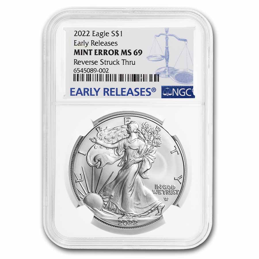 2022 Ag Eagle MS-69 NGC (ER, Error, Min Rev Struck-Thru) - Click Image to Close