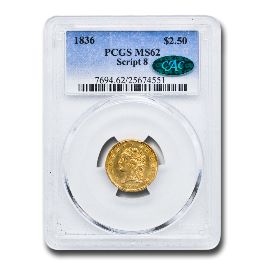 Buy 1836 $2.50 Classic Head Gold Eagle MS-62 PCGS CAC (Script 8)