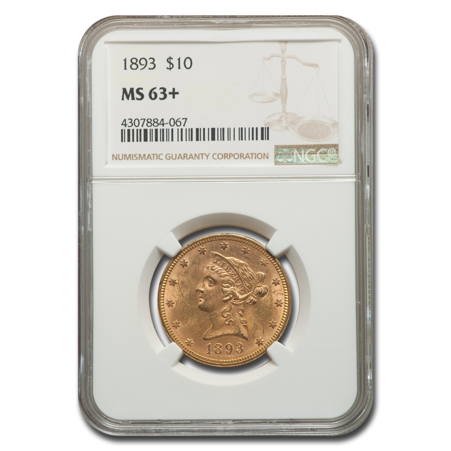 Buy 1893 $10 Liberty Gold Eagle MS-63+ NGC