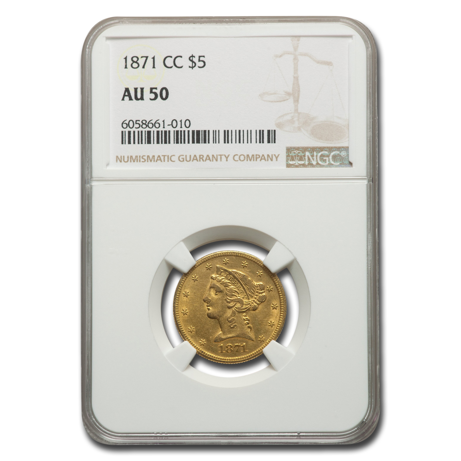 Buy 1871-CC $5 Liberty Gold Half Eagle AU-50 NGC