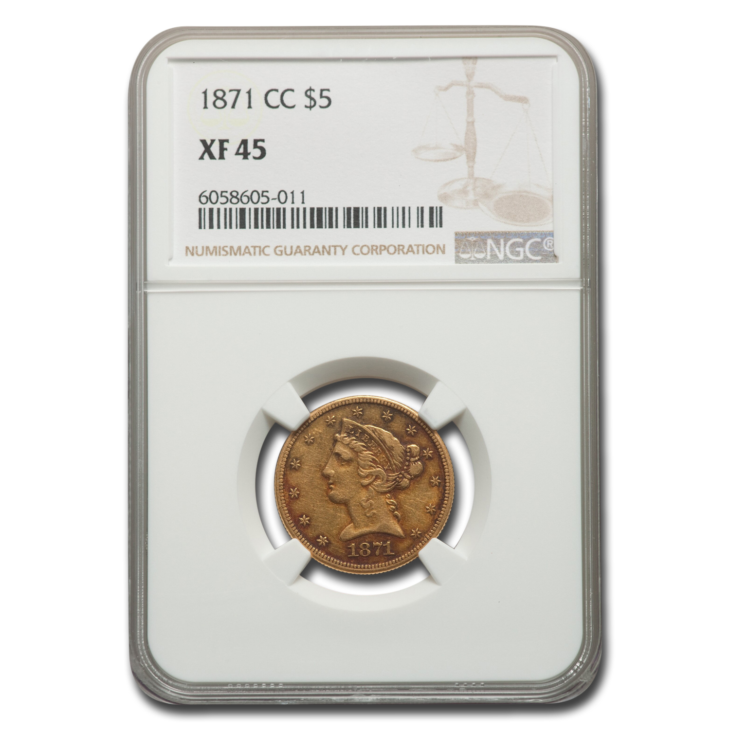 Buy 1871-CC $5 Liberty Gold Half Eagle XF-45 NGC