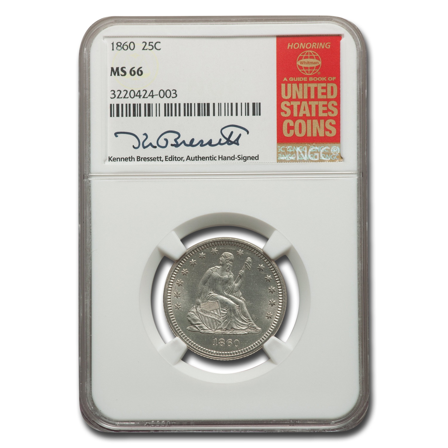 Buy 1860 Liberty Seated Quarter MS-66 NGC