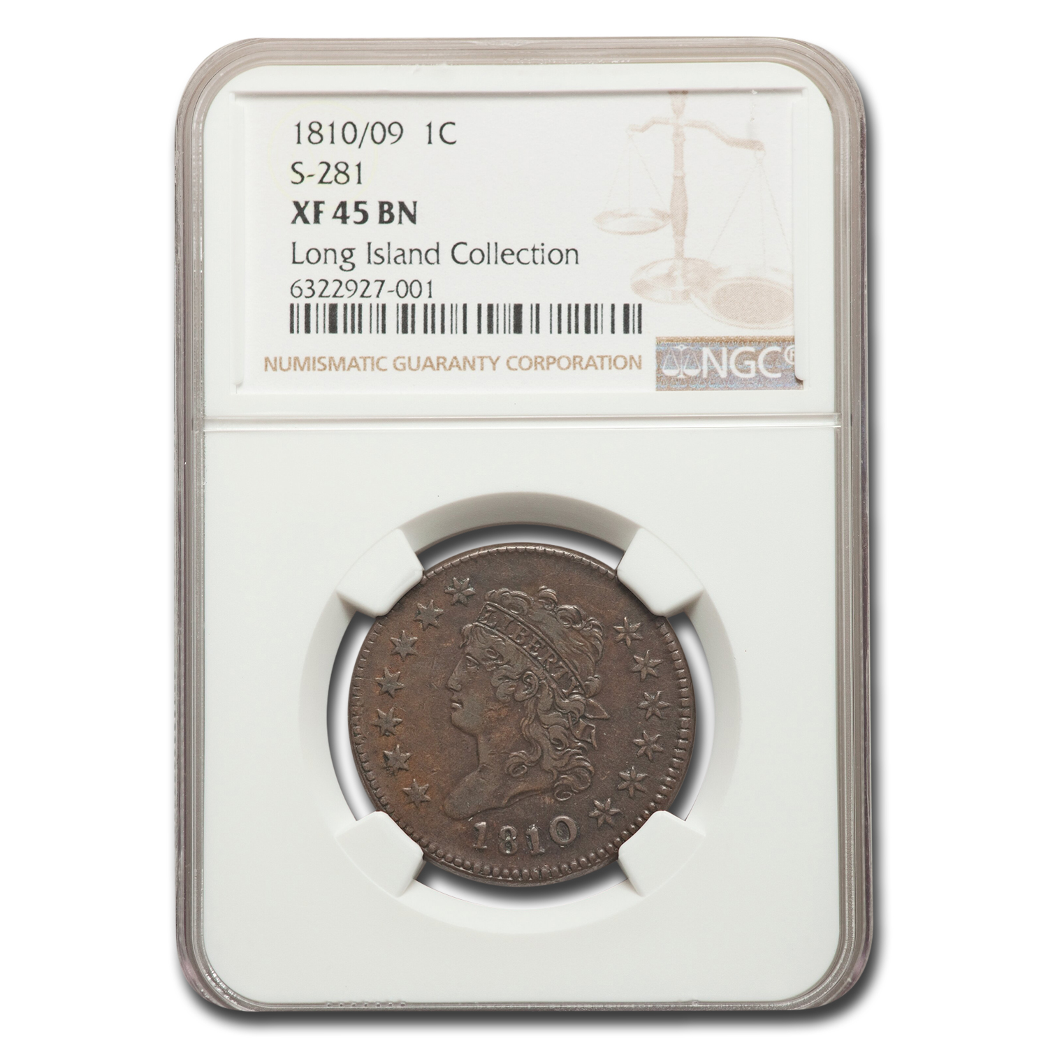Buy 1810/09 Large Cent XF-45 NGC (Brown, S-281)