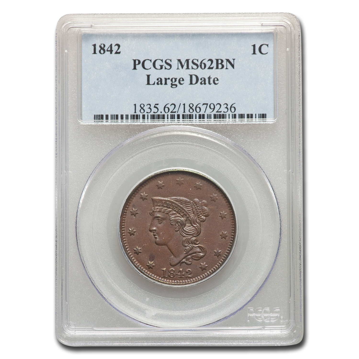 Buy 1842 Large Cent MS-62 PCGS (Brown, Large Date) - Click Image to Close
