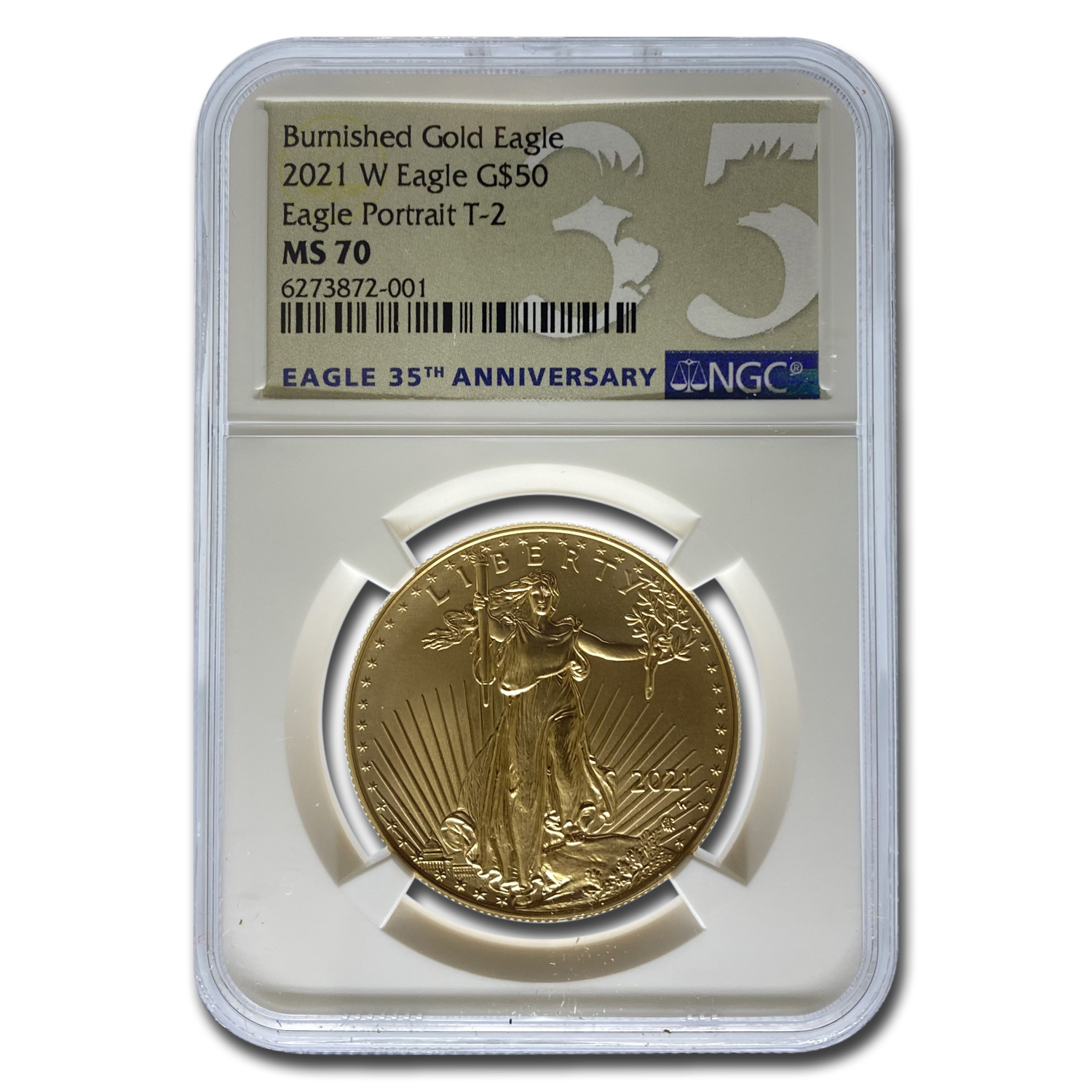 Buy 2021-W 1 oz Burnished Gold Eagle Type 2 MS-70 NGC