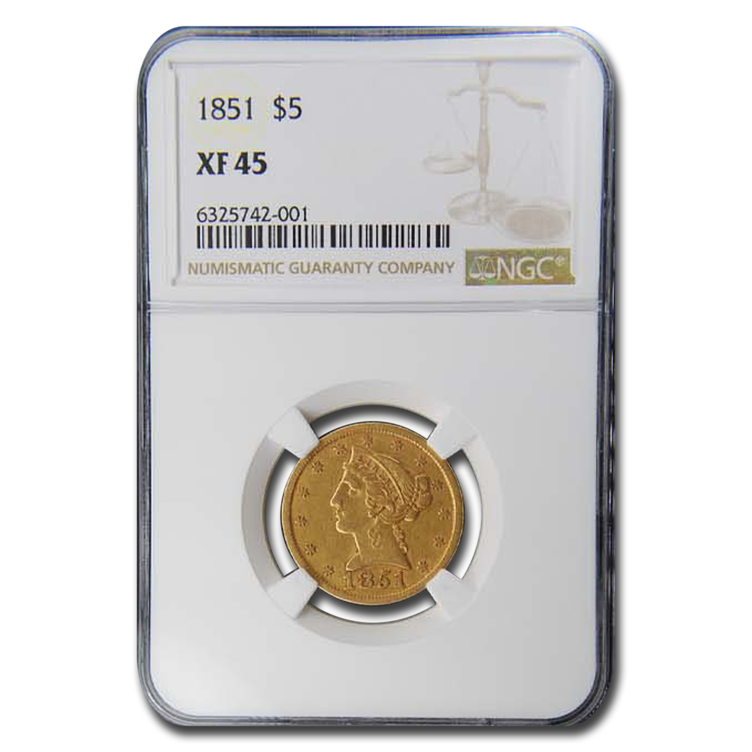 Buy 1851 $5 Liberty Gold Half Eagle XF-45 NGC