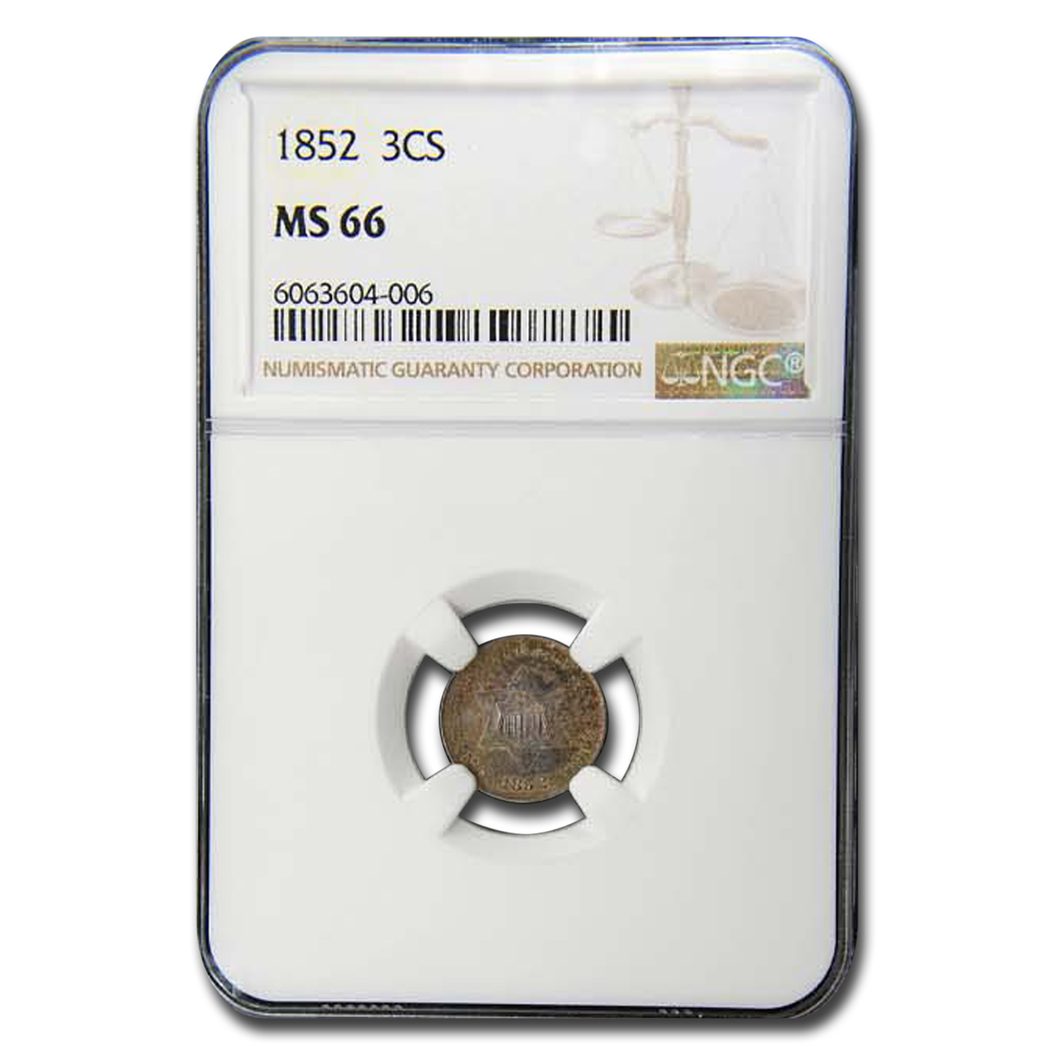 Buy 1852 Three Cent Silver MS-66 NGC