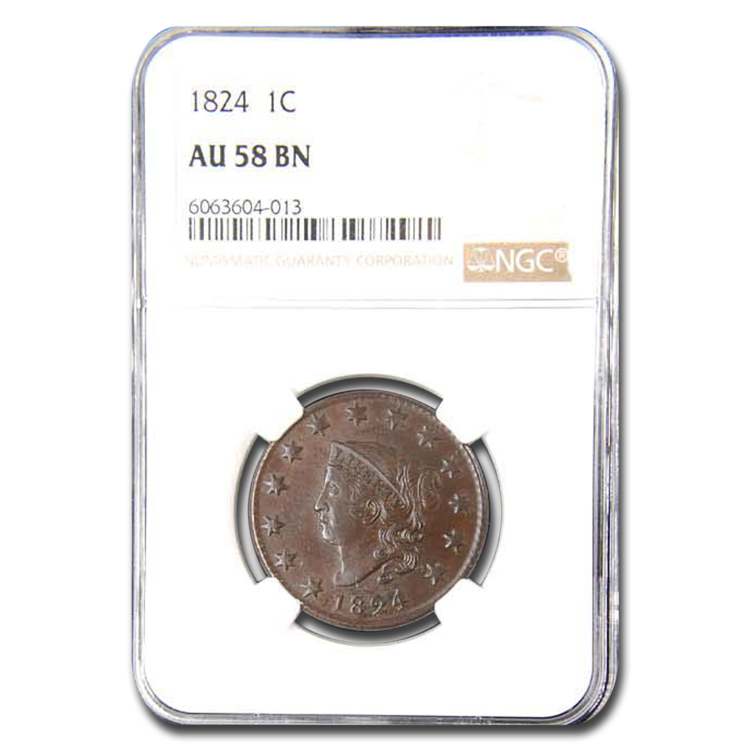 Buy 1824 Large Cent AU-58 NGC (Brown)