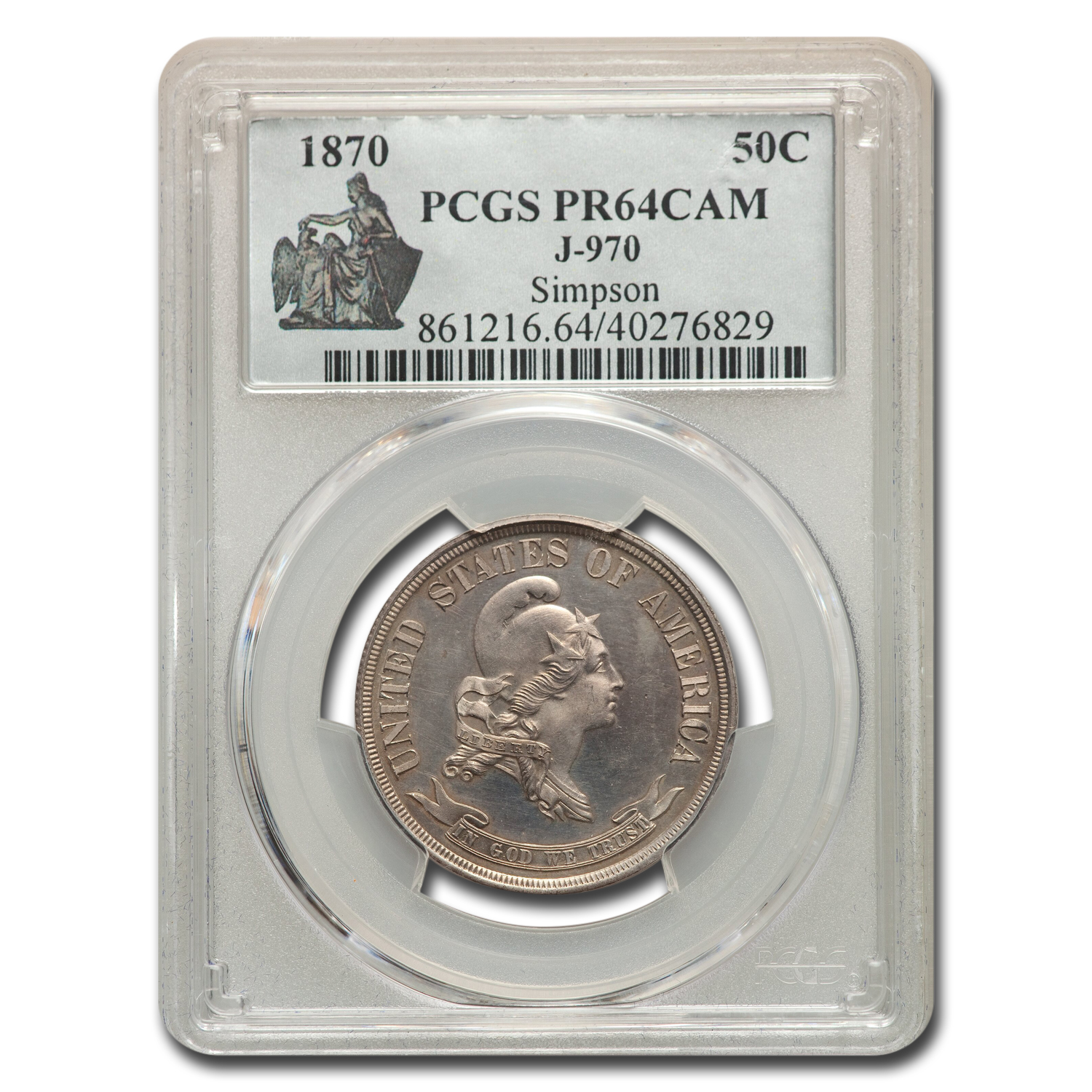 Buy 1870 Half Dollar Pattern PR-64 Cameo PCGS (J-970)