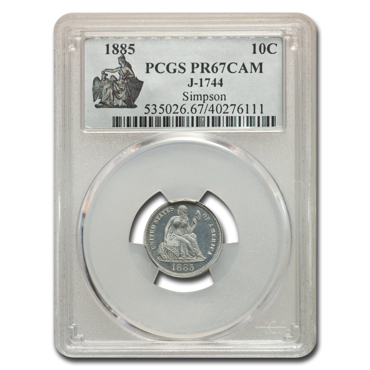 Buy 1885 Ten Cent Pattern PR-67 Cameo PCGS (J-1744)