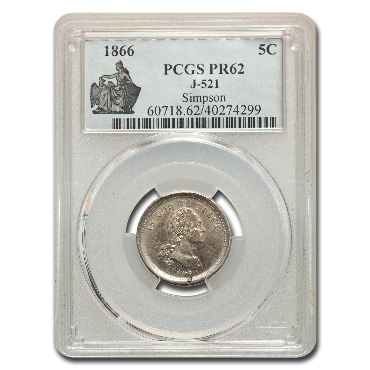 Buy 1866 Five Cent Nickel Pattern PR-62 PCGS (J-521)