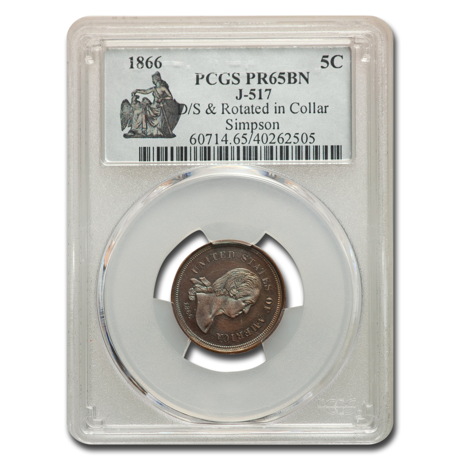 Buy 1866 Five Cent Nickel Pattern PR-65 PCGS (BN, D/S, J-517)