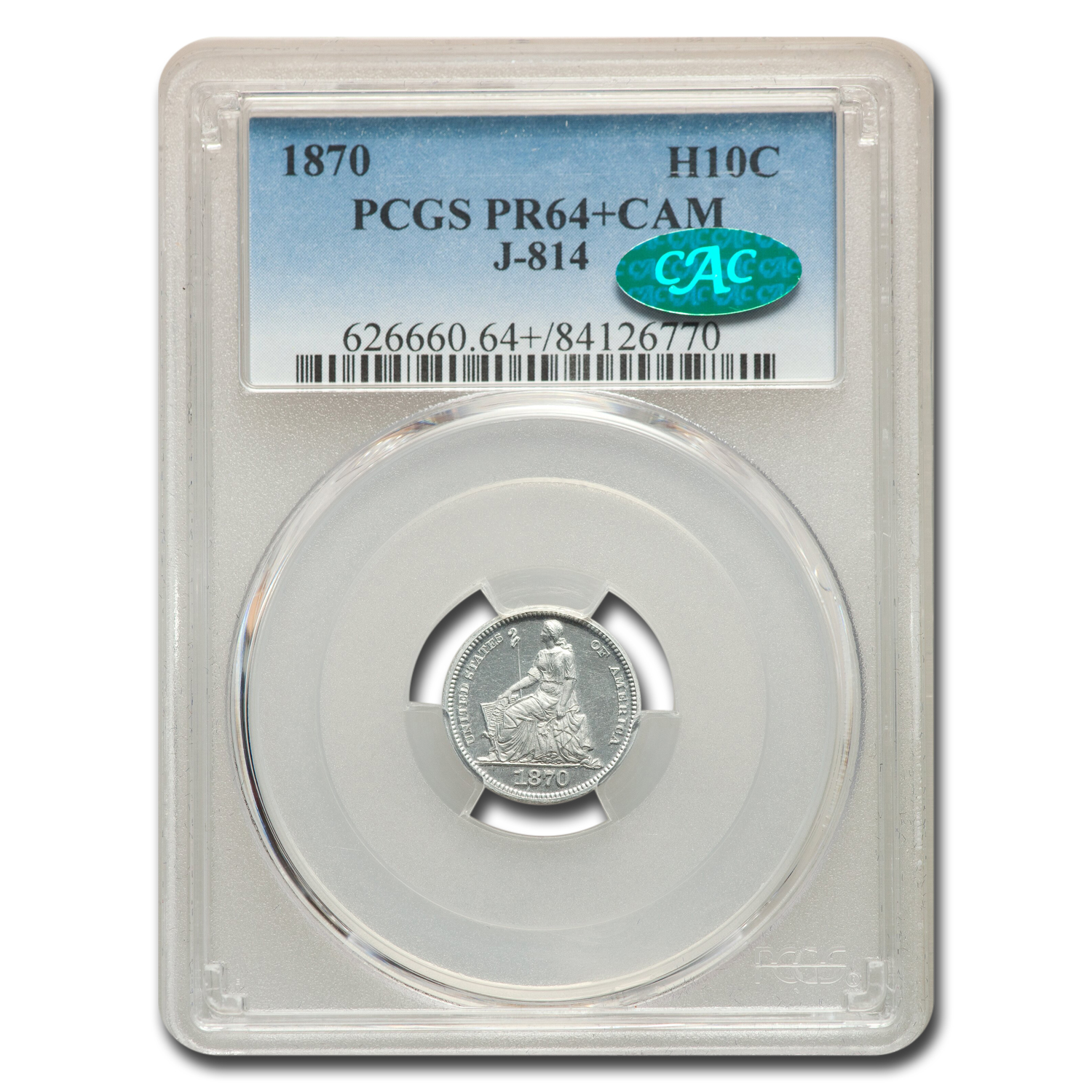 Buy 1870 Half Dime Pattern PR-64+ Cameo PCGS CAC (J-814) - Click Image to Close