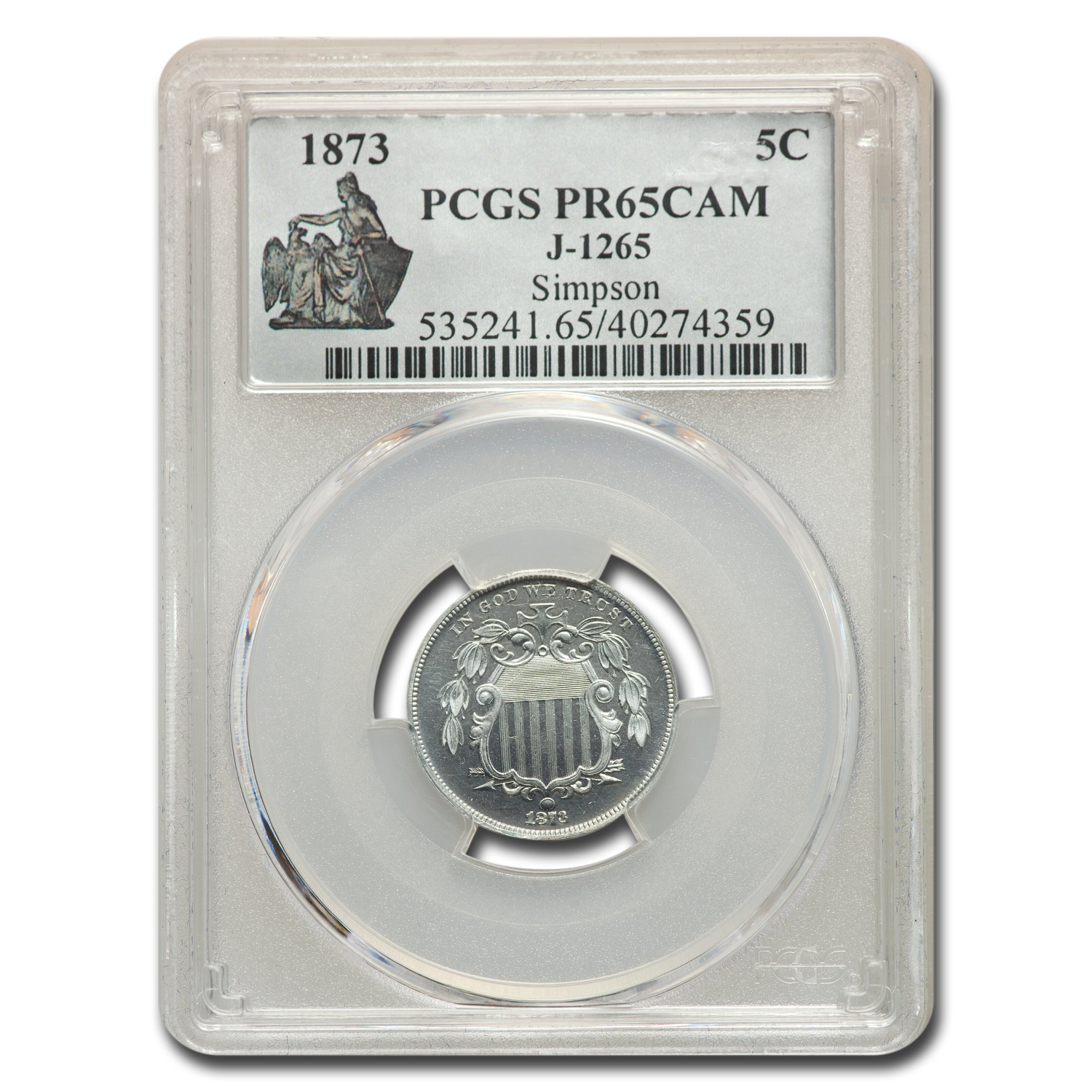 Buy 1873 Five Cent Nickel Pattern PR-65 Cameo PCGS (J-1265)