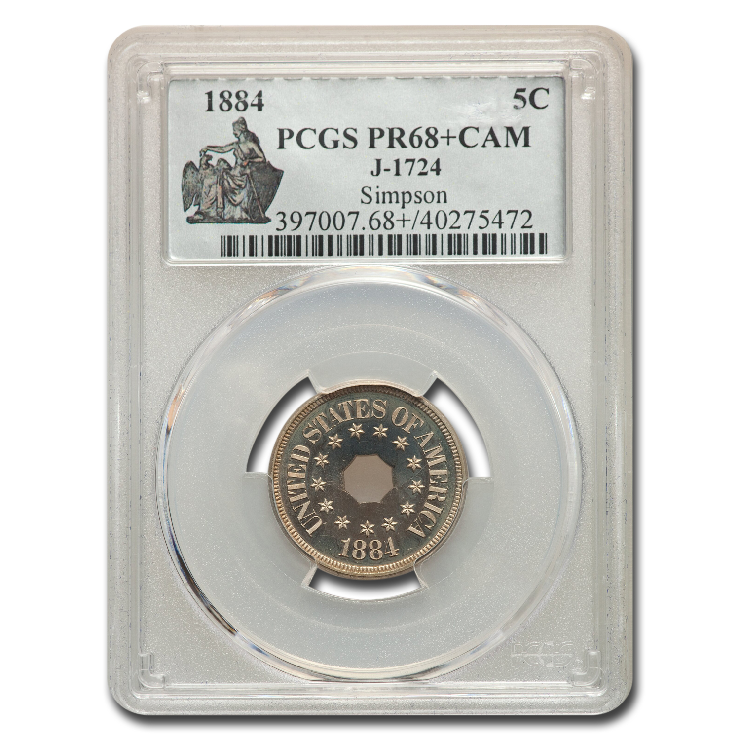 Buy 1884 Five Cent Nickel Pattern PR-68+ Cameo PCGS (J-1724)