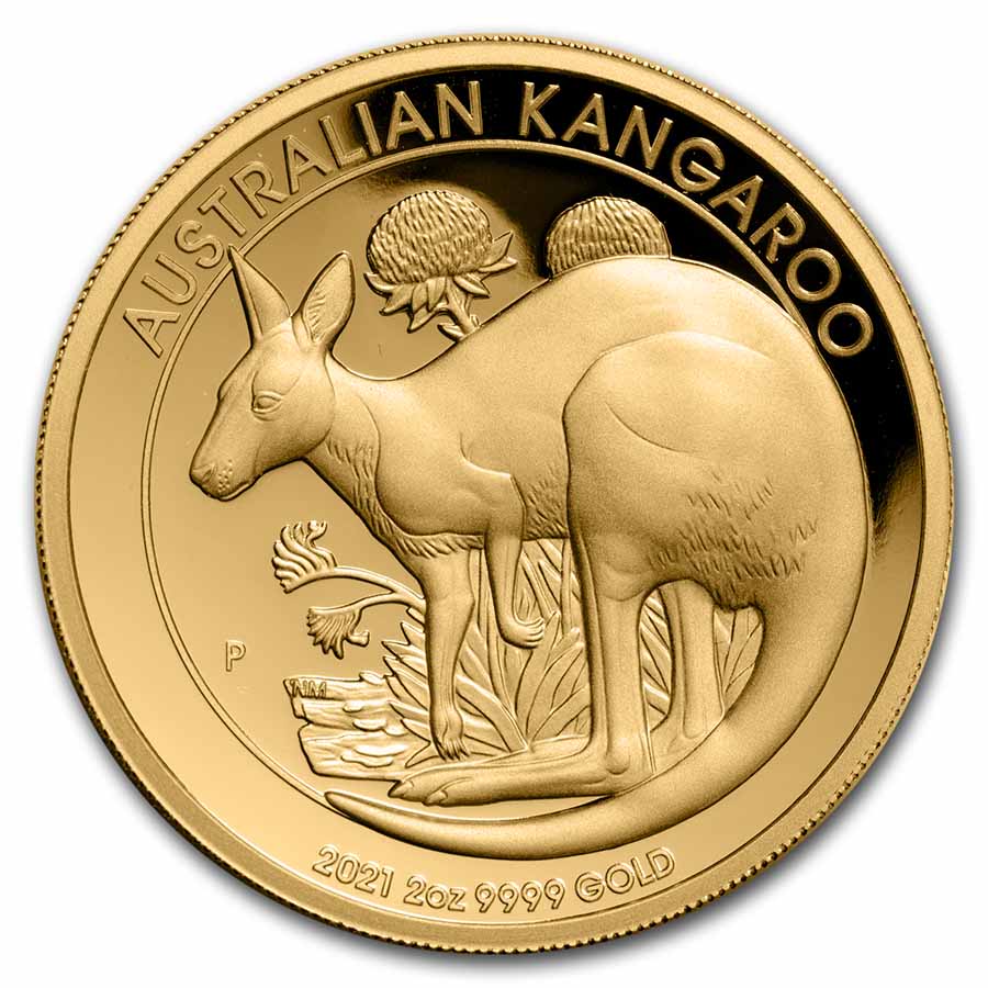 2021-P Australia 2 oz Gold Kangaroo Proof High Relief (Coin Only)