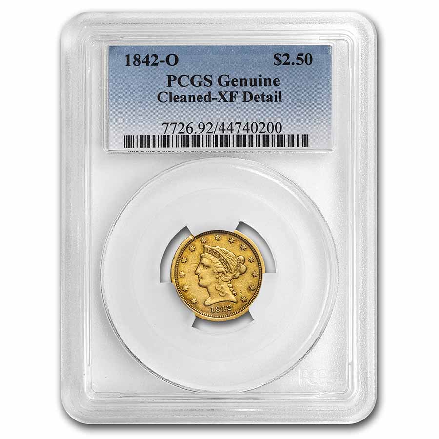 1842-O $2.50 Liberty Gold Quarter Eagle XF Details PCGS (Cleaned) - Click Image to Close