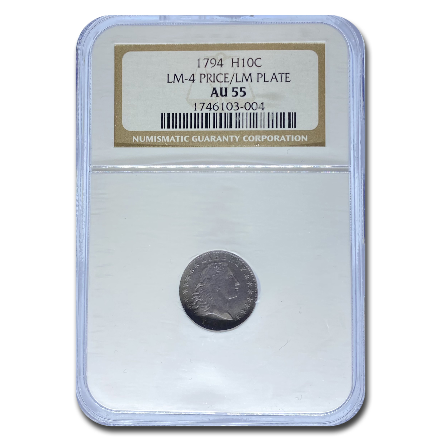 Buy 1794 Flowing Hair Half Dime AU-55 NGC (LM-4 Price/LM Plate) - Click Image to Close