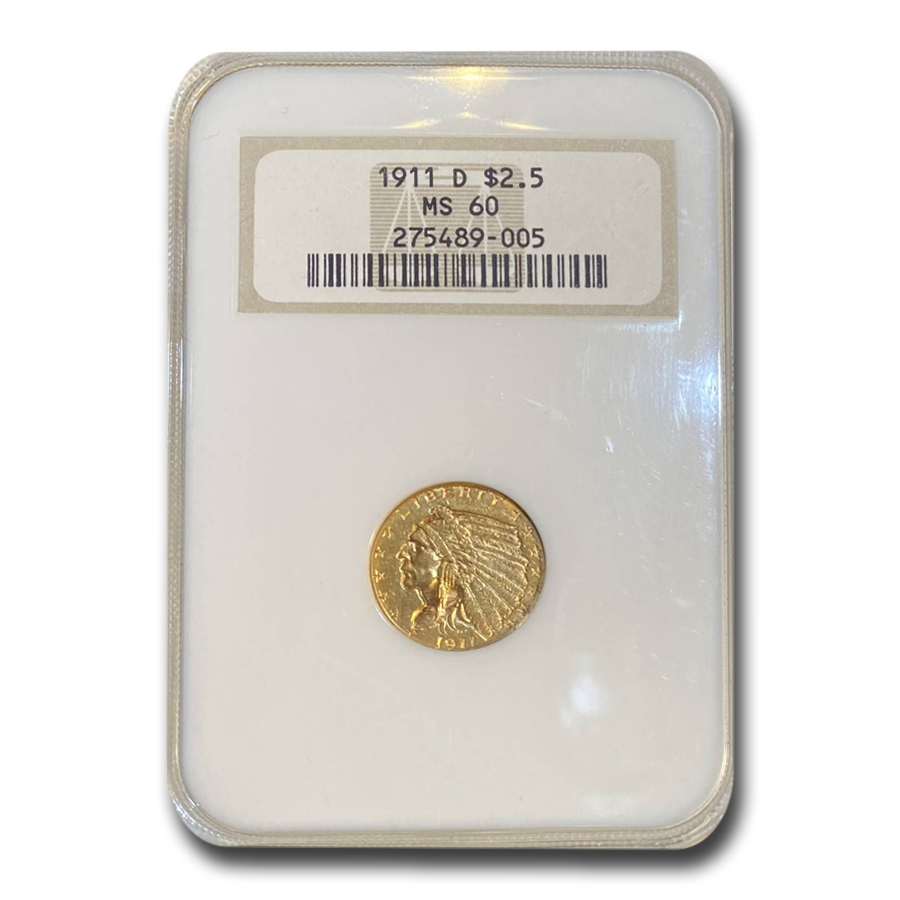 Buy 1911-D $2.50 Indian Gold Quarter Eagle MS-60 NGC (Old Holder)