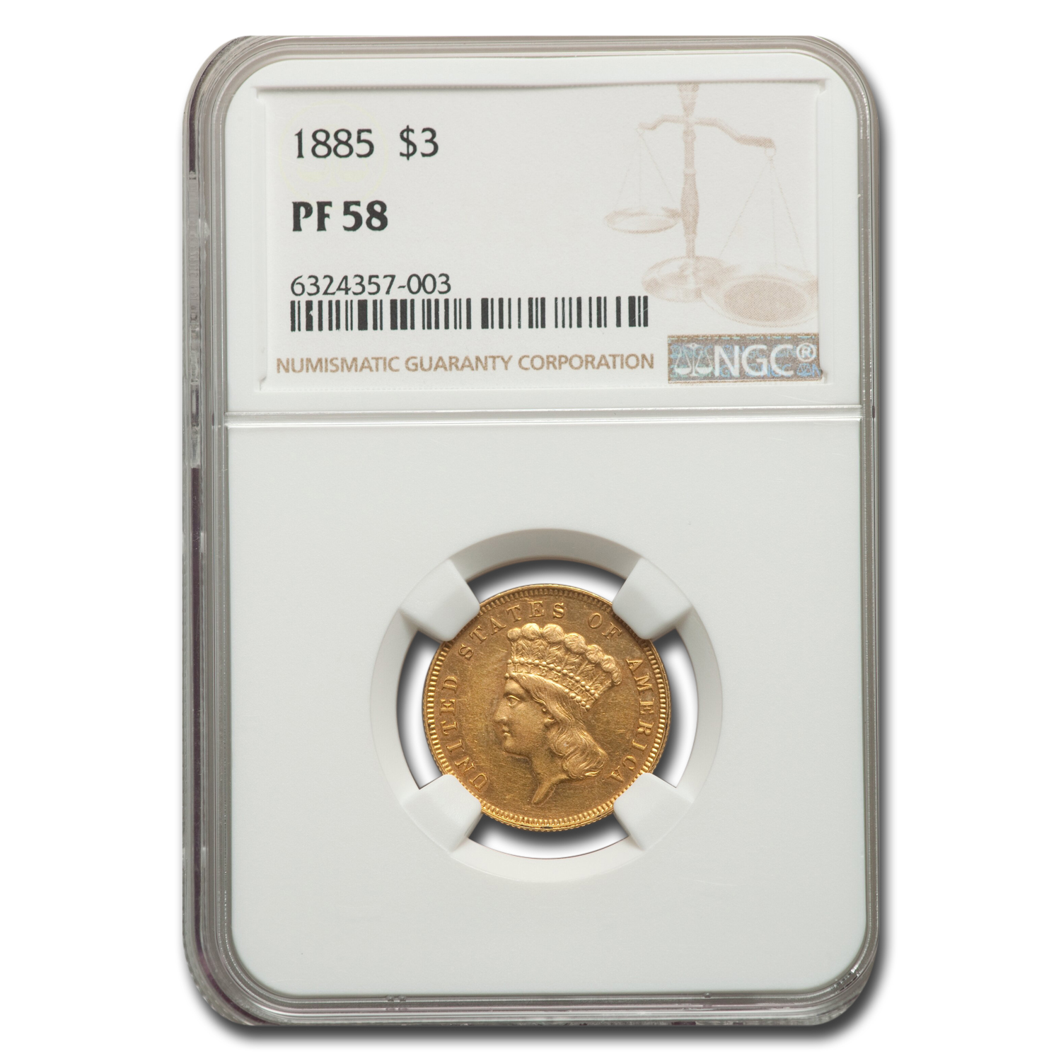 Buy 1885 $3 Gold Princess PF-58 NGC