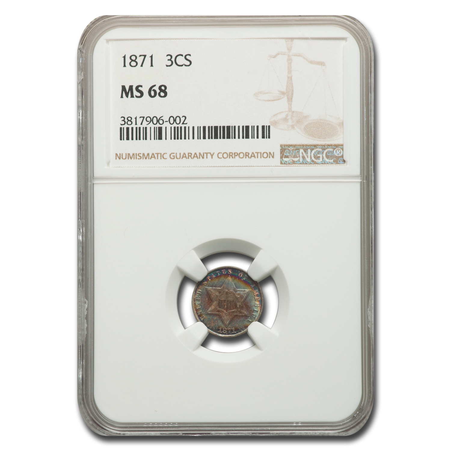 Buy 1871 Three Cent Silver MS-68 NGC