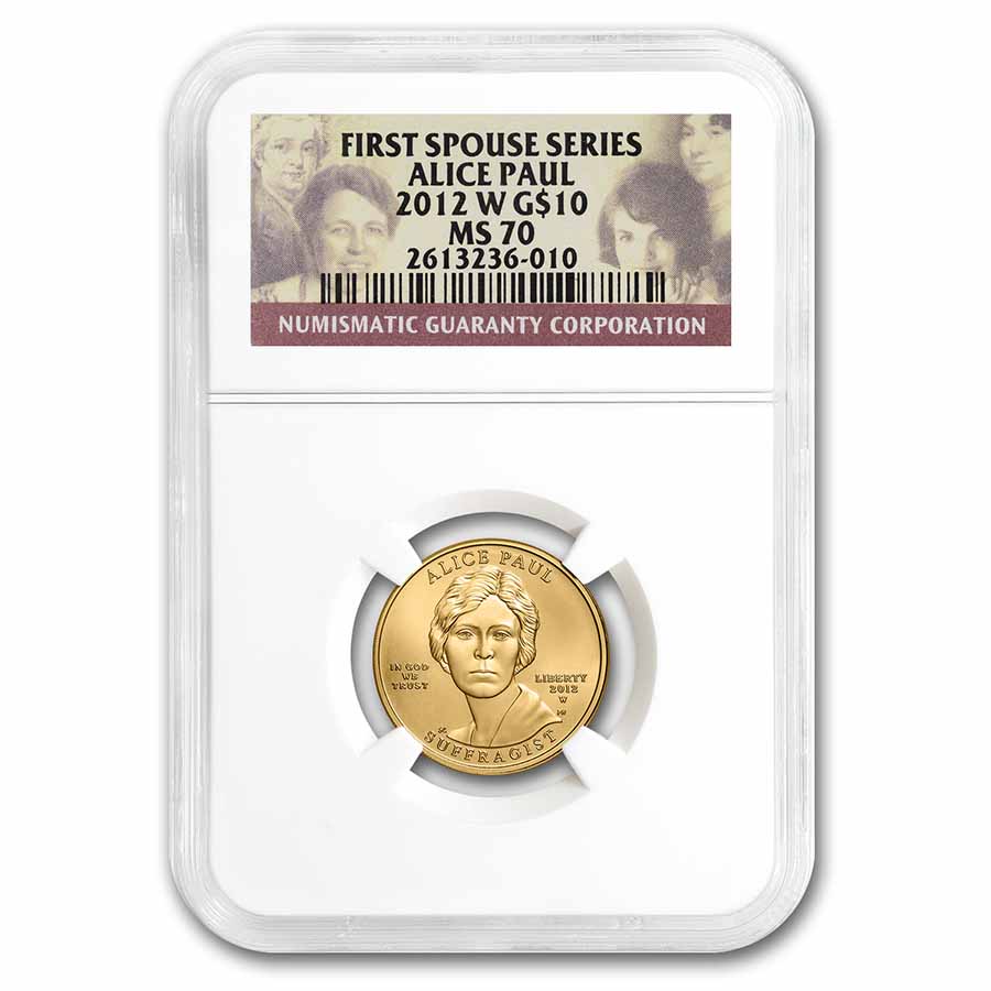 2012-W 1/2 oz Proof Gold Alice Paul MS-70 NGC - Click Image to Close
