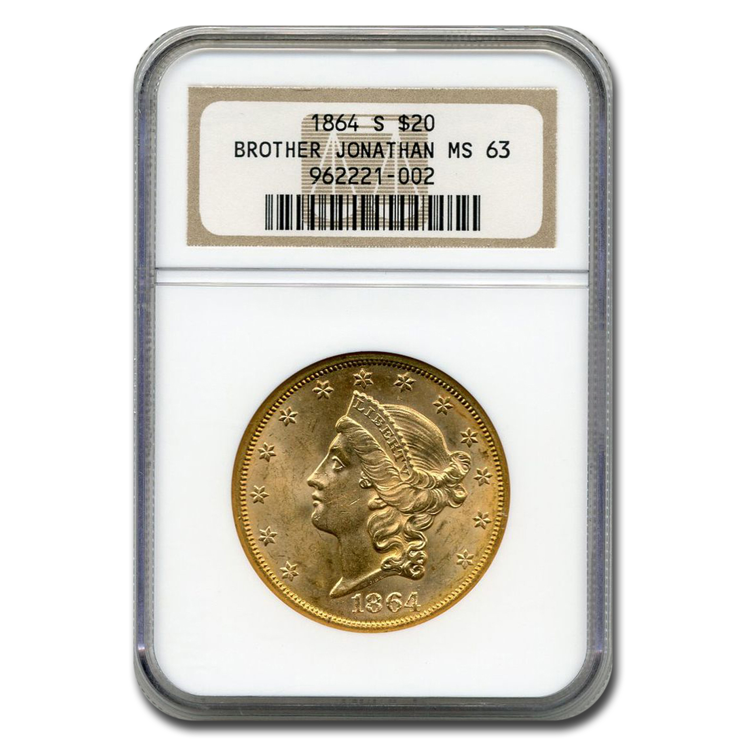 Buy 1864-S $20 Liberty Gold Double Eagle MS-63 NGC (Brother Jonathon) - Click Image to Close