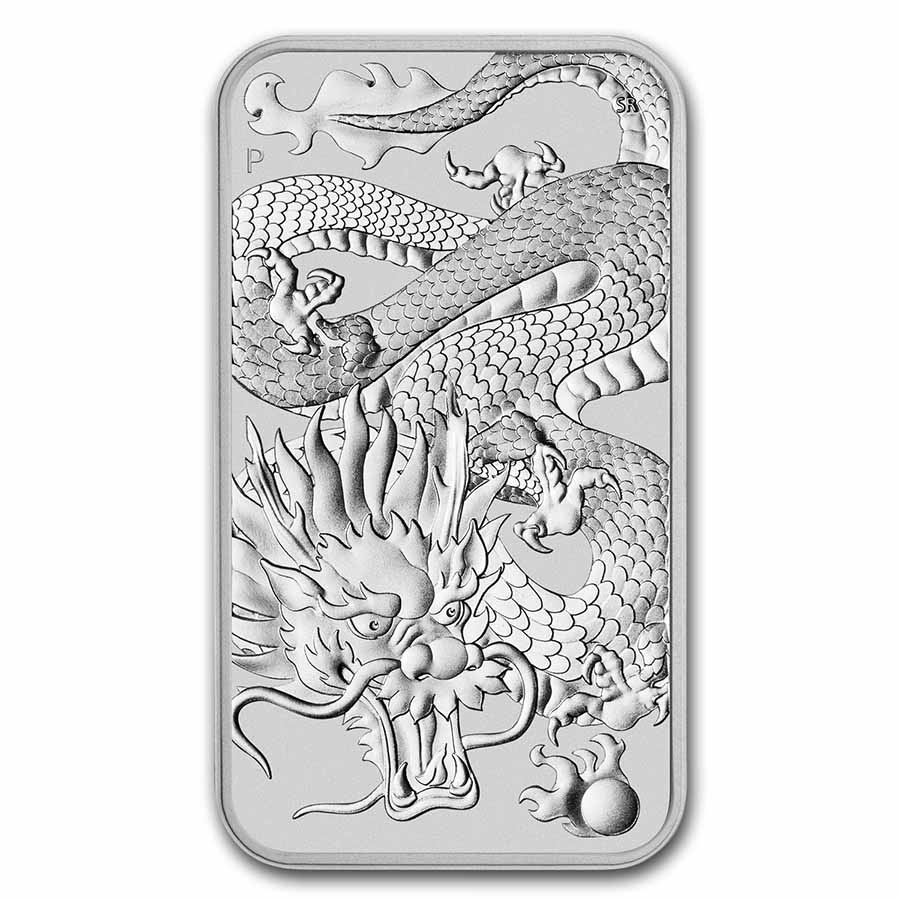 2022 Australia 1 oz Silver Dragon Rectangular Coin BU - Click Image to Close