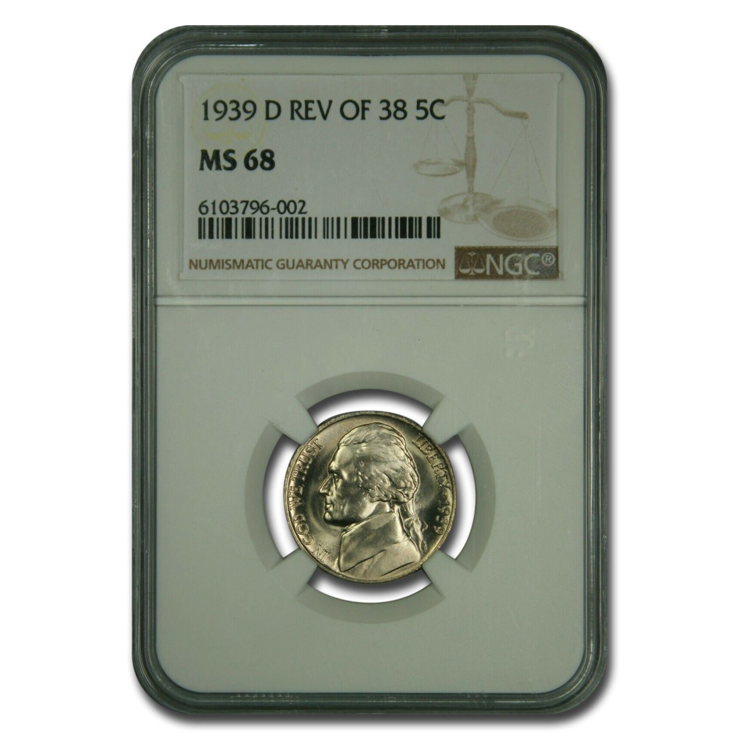 Buy 1939-D Jefferson Nickel MS-68 NGC (Reverse of 38)