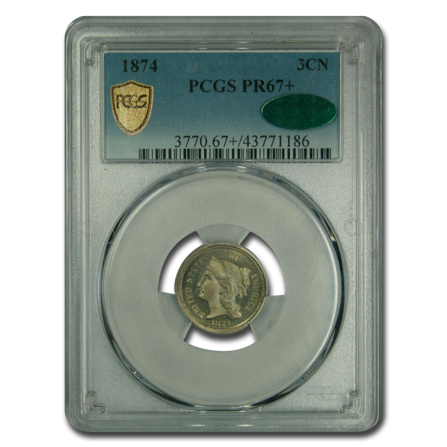 Buy 1874 Three Cent Nickel PR-67+ PCGS CAC - Click Image to Close