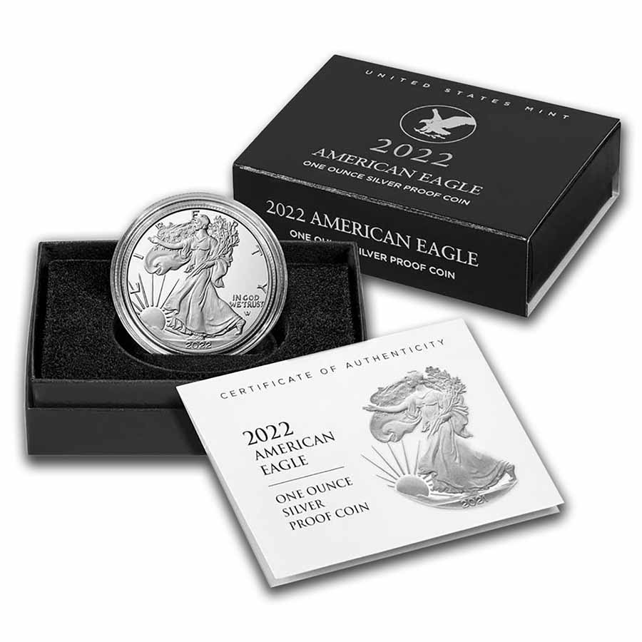 2022-W 1 oz Proof American Silver Eagle (w/Box & COA) - Click Image to Close