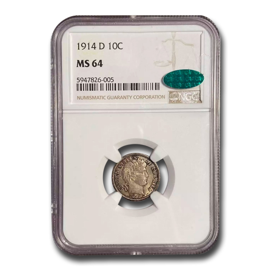 Buy 1914-D Barber Dime MS-64 NGC CAC