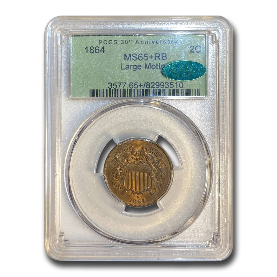 Buy 1864 Two Cent Piece MS-65+ PCGS CAC (Large, Red/Brown)